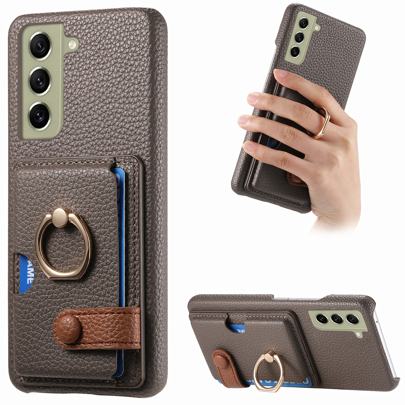Y2 For Samsung Galaxy S21 FE 5G Cell Phone Case Rotation Ring Kickstand Leather+PC+TPU Cover Y2 For Samsung Galaxy S21 FE 5G Cell Phone Case Rotation Ring Kickstand Leather+PC+TPU Cover